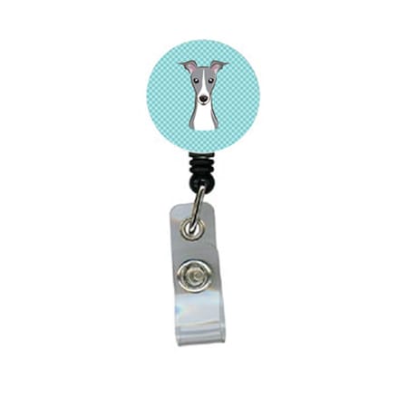 Teacher&Aposs Aid Checkerboard Blue Italian Greyhound Retractable Badge Reel TE2922568